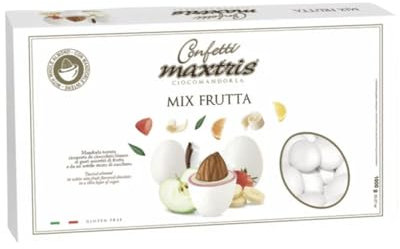 Doni Bomboniere Confezione 1Kg Confetti Gusto Mix Frutta con Mandorla Ricoperta di colore Bianco per Comunione Matrimonio Battesimo Cresima Compleanno Segnaposto Confettate Made in Italy