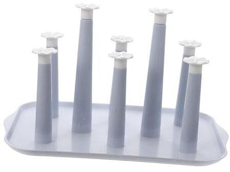 FONDOTIN Portabottiglie e Bicchieri Da Cucina in Plastica Grigia e Blu Organizer Scolabottiglie Con Drenaggio Rapido Per Lavello Cucina Bar e Ufficio Design Compatto e Pratico