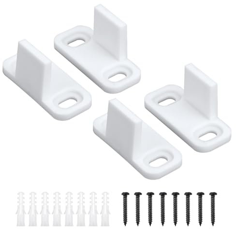 Juego de 4 Guia de Suelo para Puerta Corredera, Herrajes de Plástico para Puerta de Granero Guía para Piso de Puerta Corrediza Guía para Puerta Corrediza Guía para Puerta de Bolsillo Guía (Blanco)