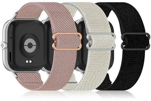 CHANRASI 3 Stück Elastisches Nylon Loop Armband Kompatibel mit Xiaomi Redmi Watch 5/Redmi Watch 4,Stoff Geflochten Sport Band Damen Herren für Xiaomi mi Band 9 Pro/8 Pro
