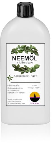 500 ml Premium Neemöl mit Emulgator von Tebucan - Natürliches Neemöl für Pflanzen - Effektive Pflanzenpflege für Garten- & Zimmerpflanzen