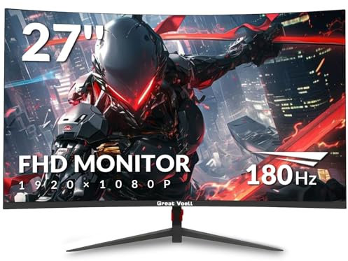 Great voell 27 Inch Gaming Monitor, 180Hz 1ms FHD 1080P Fast IPS Display, HDR10, 108% sRGB, FreeSync, 2X HDMI 2.0 & DP 1.4, Wall Mount Compatible
