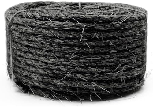 SGAVAHSG Corde en sisal naturel pour griffoir, réparation d'arbre à chat, 6 mm de diamètre, pour remplacement ou récupération de poteaux à griffer, noir