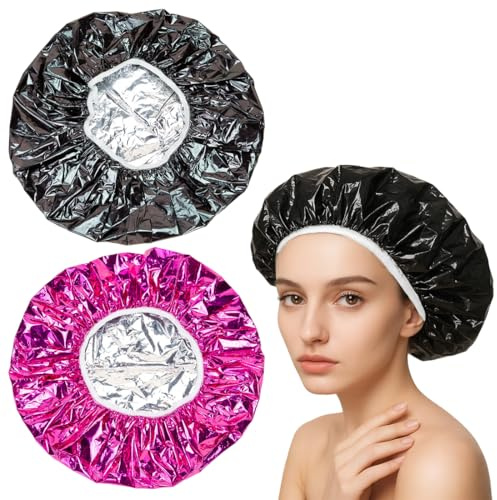 Haarmaske, Heizhaube, Zinnfolienhaube, Haarmaskenhaube, Für Haarpflege Mit Haarpflegecreme, Verbessert Die Haarpflege Effekte, Reparatur Für Geschädigtes Haar, Lange Haare Pflege Accessoire(2 Stück