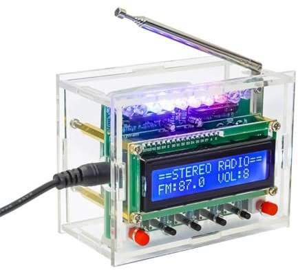 Kit Radio FM, Kit de Soudure Électronique DIY avec Écran LCD, Récepteur Numérique à Souder 87-108 MHz, Kit d’Entraînement pour Apprentissage & Enseignement, (avec Boîtier)