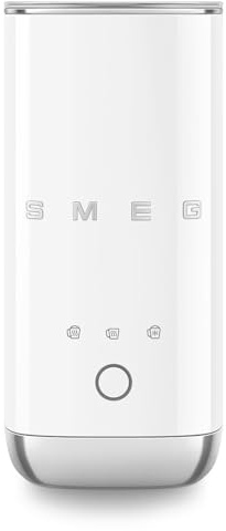 Smeg, Montalatte Elettrico MFF02WHEU, 3 Funzioni Bevanda, Frusta Removibile, Rivestimento Ceramico Antiaderente, 500 W, Bianco