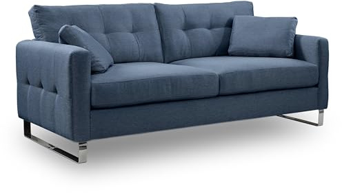 Homes & Jones Modernes 2,5-Sitzer Sofa Hera – Modernes 2,5-Sitzer Sofa mit Flachgewebe-Bezug – Komfortable Polsterung, verchromte Kufenfüße & FSC-Holzgestell – Elegantes Design
