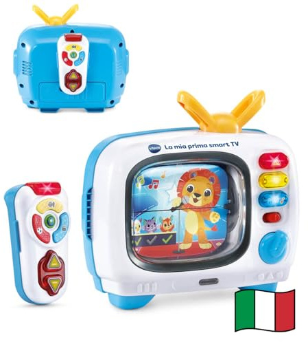 VTech La Mia Prima Smart TV Televisione Interattiva 12-36 Mesi | Telecomando Incluso, 10 Canali, 5 Bilingue Italiano e Inglese, Spegnimento Automatico, Batterie Incluse