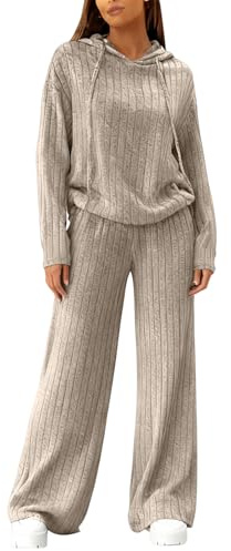 AMDOLE Ribbed Lounge Wear Co Ord Sets for Women - UK 2 Pieces Tracksuit Full Set Ladies Pjs Loungewear Sleepwear Homewear