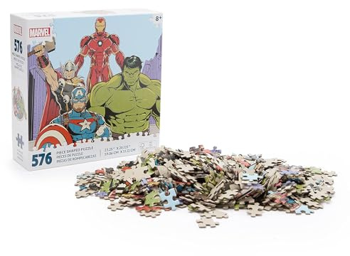 Disney Store Official Marvel Puzzle – 576‑Piece Character Shaped Jigsaw Featuring Thor Iron Man Captain America and Hulk