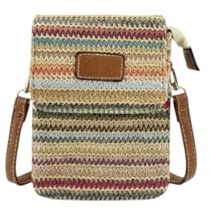 MODELISA - Bolso Bandolera Teléfono Móvil Pequeño Cruzado Rafia Paja Doble Compartimento Estilo Casual Para Mujer