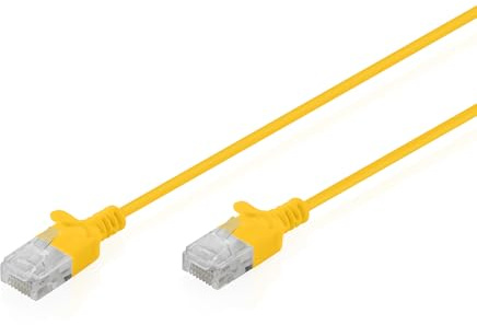 DIGITUS LAN Kabel Cat 6 – 0.3m – 1 Gbit/s – 1 Stück – ungeschirmt U-UTP – Slim AWG 32/7 – PoE+ – LSZH – 250 MHz – RJ45 Netzwerkkabel Patchkabel Ethernetkabel – Gelb