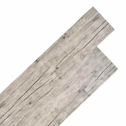 HKTMGDNG Gray Peel and Stick PVC Floor Planks, 18-Pack | Covers 56.6 sq ft (5.26 ㎡), providing an easy-to-install laminate alternative for indoor home renovation projects.