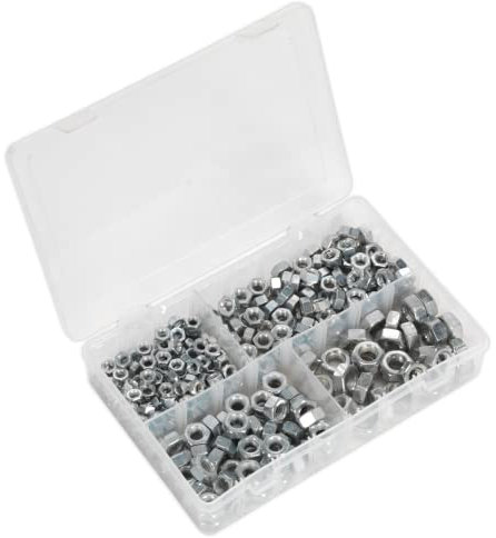 SEALEY ab029sn Mutter Stahl Sortiment 320PC 1/10,2 cm-1/5,1 cm UNF DIN 934