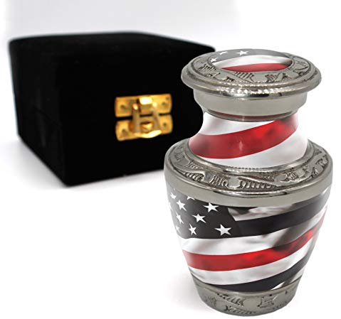 Red Line Flagge Urne für Asche Erwachsene Männer – wunderschön handgefertigt und personalisiert Urnen für menschliche Asche Erwachsener Mann für Feuerwehrmann oder Ersthelfer