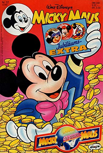 Micky Maus Zeitschrift - Nr. 37 - Vom 05.09.1991 - Komplett mit den Heft-Extras 3 Jubiläums-Glitzer-Sticker und 4 Sammelkarten - Heft, Magazin, Broschüre