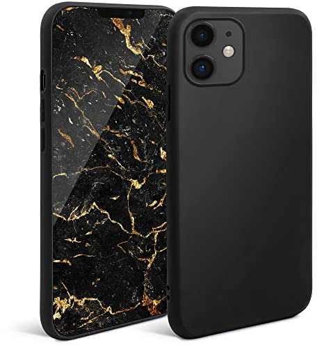Moozy Minimalist Series, Cover in Silicone per iPhone 11, Nero - Finitura Opaca, Custodia Sottile e Morbida in TPU