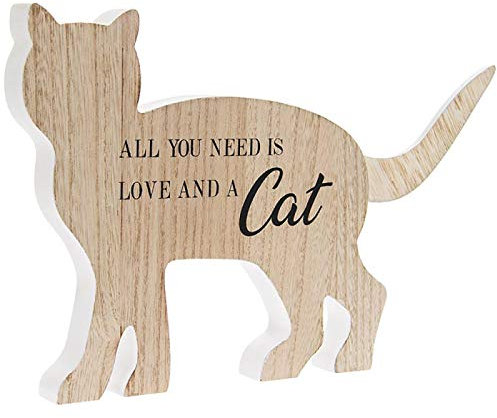 The Leonardo Collection All You Need Is Love & A Cat Cat Wooden Plaque Home Ornament