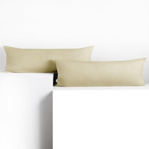 DecoKing 2 Kissenbezüge 40x200 cm Jersey 100% gekämmte Baumwolle Reißverschluss beige Amber