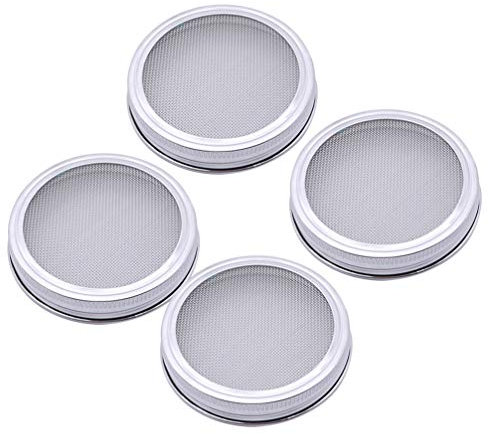 YARNOW 4pcs Edelstahl Sprossenglas Deckel Keimglas Deckel Sprießen Deckel Keimdeckel Einmachgläser Siebdeckel für Den Anbau von Sprossen Zuhause S