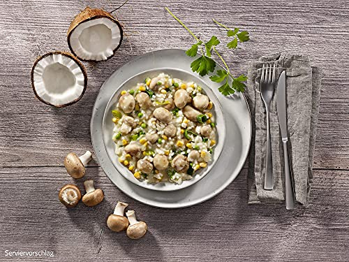 ration1 Pilze mit Reis in Kokossoße 4x400g, Notfallnahrung 10 Jahre haltbar | Vegan, laktosefrei & glutenfrei, verzehrfertig, als Camping Essen, Outdoor Nahrung, Vorrat Zuhause, Survival Notration