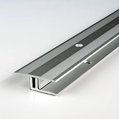 PROVISTON | Übergangsprofil | Aluminium eloxiert | Silber | Breite 33 mm | Höhe 7-15 mm | Länge 1000 mm | Gebohrt | Übergangsschiene | Übergangsleiste | Bodenprofil | Abdeckleiste | 1 Stück