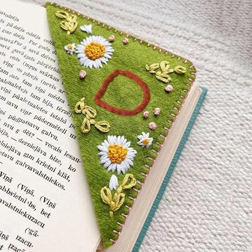 Litthing Personalised Embroidered Corner Bookmark 26 Letters Felt Book Mark | Handmade, Triangle Bookmarks, Page Holder, Seasons, Gift for Books Lovers Men Women Reader Teacher, Graduation, Retirement