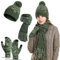 Meajore MüTze Schal Handschuhe Damen Set 3 in 1 Winter Warm Beanie Touchscreen Handschuh Und Lang Schal StrickmüTze Set
