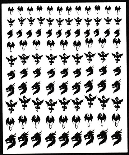 Dragon Collection (Dragon Press On Nail Stickers ~ Black)