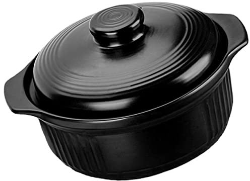 OQHAIR Ceramic Casserole Cerote Cookware Braising Pan with Lid Ceramic Stock Pot Kitchen Essentials Rice Pot Cooking Pot Black Ceramics Soup Rice Ceramic Pan with Lid Handled Pot Stew Pot