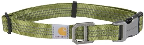 Carhartt Voll verstellbare Nylon-Gurtband-Halsbänder für Hunde, reflektierende Nähte für Sichtbarkeit, helles Moos (Nylon-Gurtband), Größe M