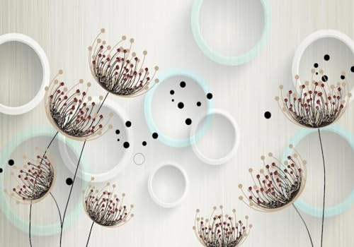 Fototapete Blumen 3D Tapeten 3D Effekt Wohnzimmer Schlafzimmer Geometrische Kreise Abstrakte Pusteblume Fototapete Natur Grau Graffiti Steinoptik Kinder Maßgeschneiderte Tapeten