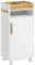 kleankin Bathroom Cabinet with Wheels, Bathroom Storage Cabinet with Cushioned Door, Removable Tray, Open Compartment and Adjustable Shelves for Washroom, White