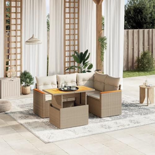 Amorsee Balkon Lounge Verstellbare Tischplatte Loungemöbel Balkon Sofa Rattan Gartensofa Gartenlounge Klein Ecklounge Lounge Möbel Outdoor Gartenmöbel Ecksofa Balkonmöbel Balkonsofa