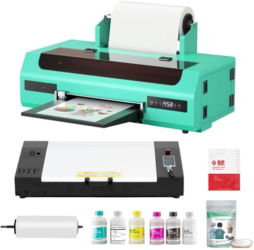A3 L1800 DTF Printer for T-shirt Printing, 13 Max Print Width, White Ink Circulation, Roll & Single Sheet Feeding System for Making Custom Garments and Hoodies, DTF Printer Machine with Oven