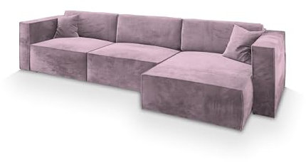 Masseno Ecksofa TOLMO M mit Schlaffunktion L-Form, Sofa mit Bettkasten, Wohnzimmersofa, Couch, Soffa, Bettsofa, Couchgarnitur- Rosa, Monolith 62
