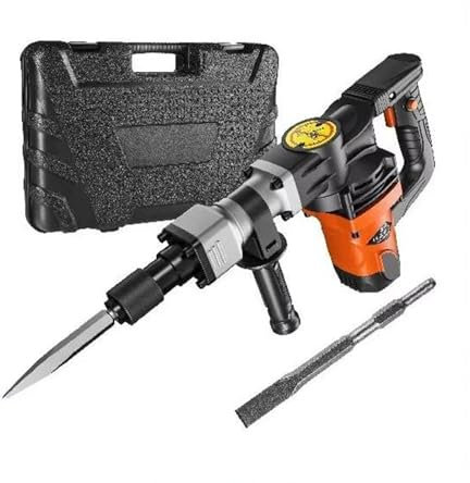 Demolition Jack Hammer Electric Jackhammer Heavy Duty 1400W - Includes 2 Chisels Bits - 2900 BPM Concrete Breaker - Chipping Tool for Construction Work