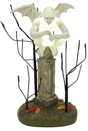 Department 56 Village Collection Accessories Halloween-Wasserspeier, der über den Friedhof wacht, beleuchtete Figur, 10,2 cm, Mehrfarbig