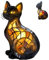 YOUYIKE Katzenlampe Tiffany Style - Handgefertigte Mosaik Nachtlicht für Kinderzimmer, USB-Betriebene Leuchtkatze mit Orangenlicht,17x19.5x13cm - Nachtlicht Kinderzimmer Katze