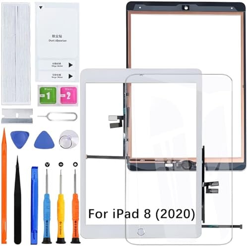 HLYGZX Touch Screen für iPad 8 2020 10.2 Zoll Digitizer Touchscreen für iPad 8th Gen 2020 A2428 A2429 A2270 A2430 Weiß mit Home Button Reparatur Kit (Kein LCD)