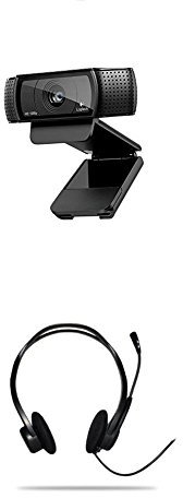 Pack Logitech HD Pro C920 Webcam Full HD 1080p avec microphone intégré et Logitech PC 960 Casque PC USB Noir