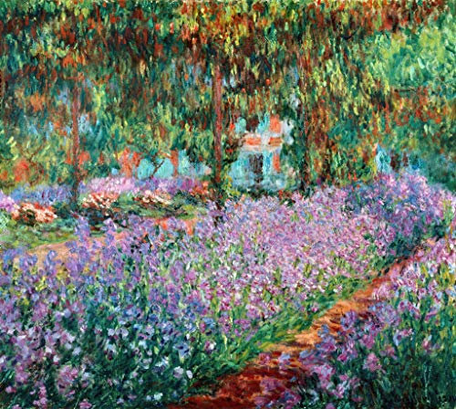 Kunstdruck/Poster: Claude Monet Blühende Iris in Monets Garten - hochwertiger Druck, Bild, Kunstposter, 45x40 cm