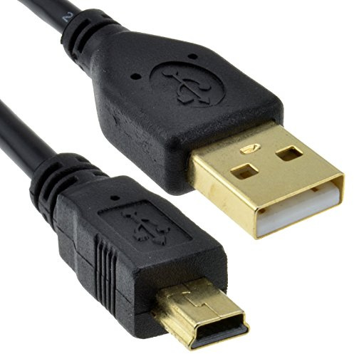 kenable USB 2.0 A to Mini B Cable 24AWG Gold Plated 5 Pin Data Power Lead for Sat Nav Camera PS3 Controller Black 0.25m