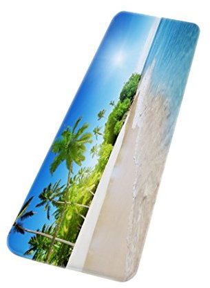 A.Monamour Badematten Badteppiche Badvorleger Tropische Insel Palme Blaue Ozean Meer Strand Landschaft Druck Weiche Flanell Absorbierende Bad Matte Dekorative Bereich Teppiche Für Wohnzimmer Boden