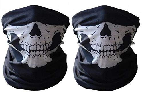 Lot de 2 cache-cou de moto avec motif tête de mort - Masque à moitié le visage - Halloween