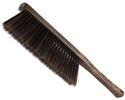 Warooma Cepillo pequeño con mango de madera, cepillo de mano de cerdas suaves, cepillo de limpieza de pelo para sábanas, ropa, sofá, alfombra (gris)