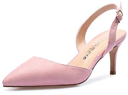 Castamere Scarpe con Tacco Donna Sexy Eleganti Cinturino Regolabile Scarpe Tacco Gattino 6CM Medio Tacco Scamosciato Rosa Scarpe EU 40