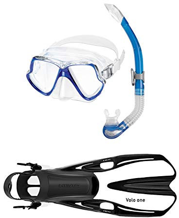 Mares Wahoo + Volo One Schnorchelset (blau-weiß, M/L (39-43))