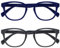 OPULIZE Pop Reading Glasses 2 Pack Fun Round Matt Frame Mid Blue Grey Spring Hinges Scratch Resistant Mens Womens RR2-37 +2.50