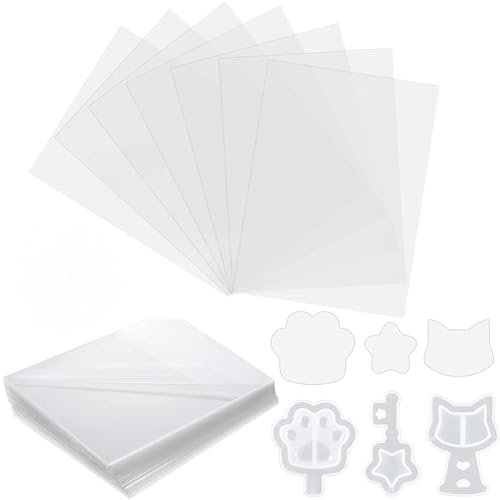 iSuperb 50 Sheets Thin Plastic Stickers Rectangular Sealing Protective Film PET Transparent Free Cutting for Silicone Resin Molds Making Quicksand Pendant Jewelry Decoration DIY Crafts
